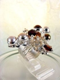 anillo plata de ley y oro 585 con piedras de moda, anillo para mujeres de plata de ley con piedras, joyas de autor plata de ley con piedras para mujeres, anillo 3627