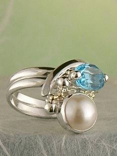 anillo plata de ley y oro 585 con piedras de moda, anillo para mujeres de plata de ley con piedras, joyas de autor plata de ley con piedras para mujeres, anillo Ajustable 7835