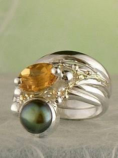 Григорій Пира Піро Природи Дизайн Перстень з Срібла і 18-Каратного Золота з Каменями 2791