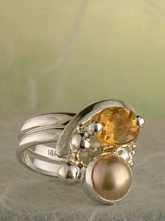 anillo plata de ley y oro 585 con piedras de moda, anillo para mujeres de plata de ley con piedras, joyas de autor plata de ley con piedras para mujeres, anillo Ajustable 3928