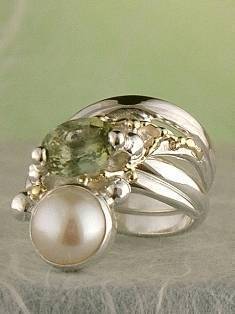 Григорій Пира Піро Природи Дизайн Перстень з Срібла і 18-Каратного Золота з Каменями 4938