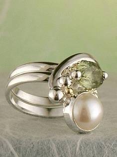 Григорій Пира Піро Природи Дизайн Перстень з Срібла і 18-Каратного Золота з Каменями 4938