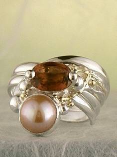 anillo plata de ley y oro 585 con piedras de moda, anillo para mujeres de plata de ley con piedras, joyas de autor plata de ley con piedras para mujeres, anillo Ajustable 9835