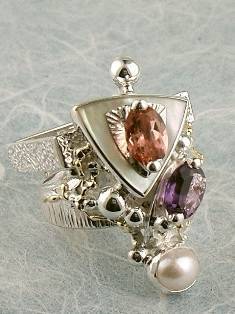 artisan made handcrafted jewelry,, jewellery with colour stones, jewellery with natural gemstones, jewellery with real pearls, where to buy jewellery for mature womens, jewellery from mixed metals with gemstones, gregory pyra piro ring 2849