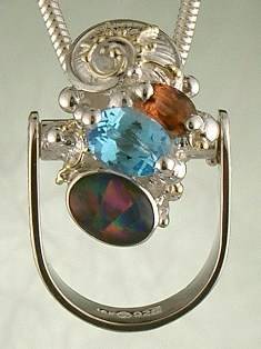 artisan made handcrafted jewelry,, jewellery with colour stones, jewellery with natural gemstones, jewellery with real pearls, where to buy jewellery for mature womens, jewellery from mixed metals with gemstones, gregory pyra piro ring pendant 1843