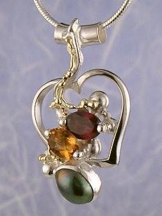 artisan made handcrafted jewelry,, jewellery with colour stones, jewellery with natural gemstones, jewellery with real pearls, where to buy jewellery for mature womens, jewellery from mixed metals with gemstones, facet cut citrine and #Garnet #Pendant 6593
