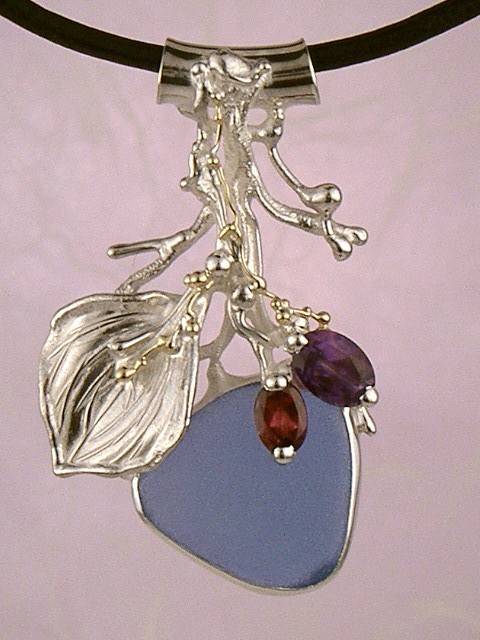 Gregory Pyra Piro One of a Kind Original #Handmade #Sterling #Silver and #Gold #Amethyst and #Garnet #Pendant 4396