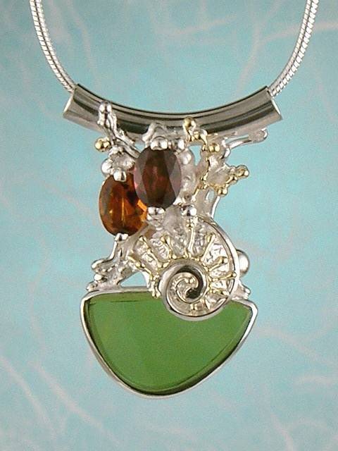 artisan made handcrafted jewelry,, jewellery with colour stones, jewellery with natural gemstones, jewellery with real pearls, where to buy jewellery for mature womens, jewellery from mixed metals with gemstones, facet cut citrine and #Garnet #Pendant 3858