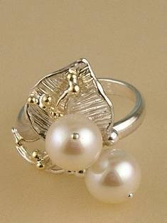 Григорій Пира Піро Природи Дизайн Перстень з Срібла і 18-Каратного Золота з Каменями 9743