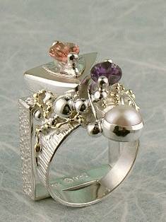 artisan made handcrafted jewelry,, jewellery with colour stones, jewellery with natural gemstones, jewellery with real pearls, where to buy jewellery for mature womens, jewellery from mixed metals with gemstones, gregory pyra piro ring 2849