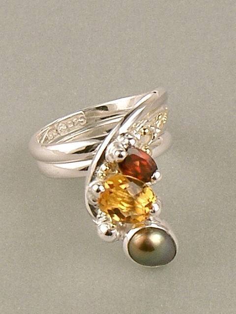 anillo plata de ley y oro 585 con piedras de moda, anillo para mujeres de plata de ley con piedras, joyas de autor plata de ley con piedras para mujeres, anillo Ajustable #4236
