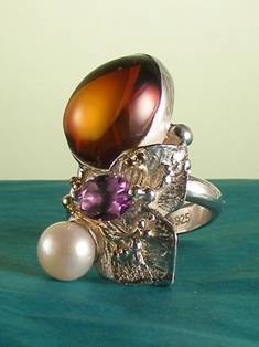 anillo plata de ley y oro 585 con piedras de moda, anillo para mujeres de plata de ley con piedras, joyas de autor plata de ley con piedras para mujeres, anillo Ajustable 9674