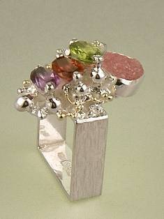 Gregory Pyra Piro One of a Kind Original #Handmade #Sterling #Silver and #Gold #Amethyst and #Garnet #Ring 3894