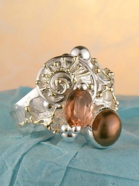 artisan made handcrafted jewelry,, jewellery with colour stones, jewellery with natural gemstones, jewellery with real pearls, where to buy jewellery for mature womens, jewellery from mixed metals with gemstones,  #Tourmaline #Ring #3625