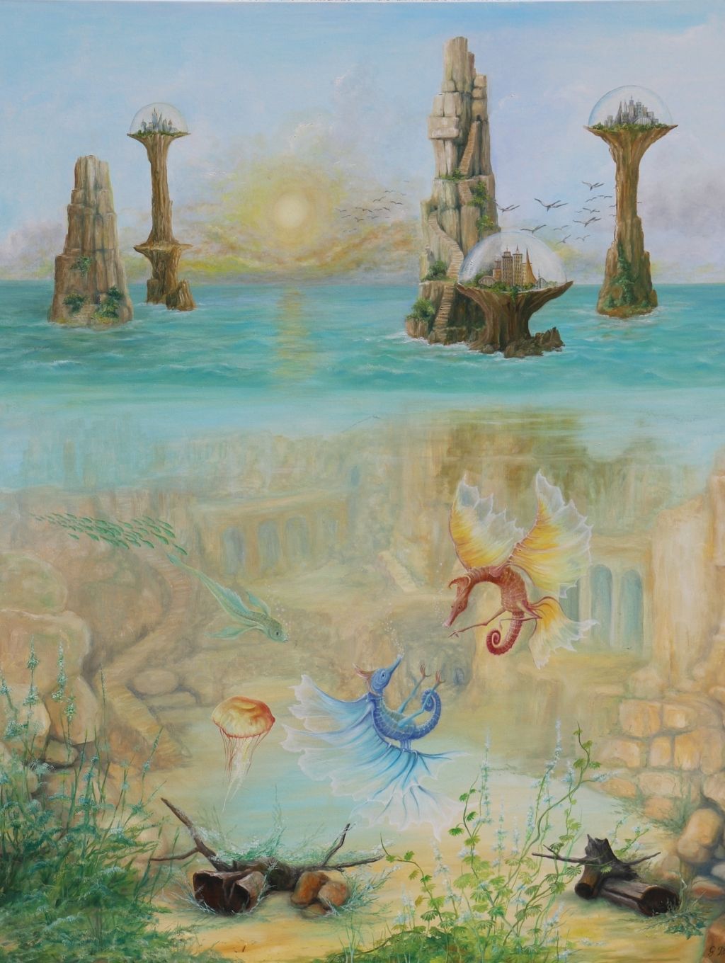 olja på duk, oljemålningar, utställning av målningar,
fantasykonst med surrealistiskt motiv, fantasymålningar med surrealistiskt motiv, Gregory Pyra Piro