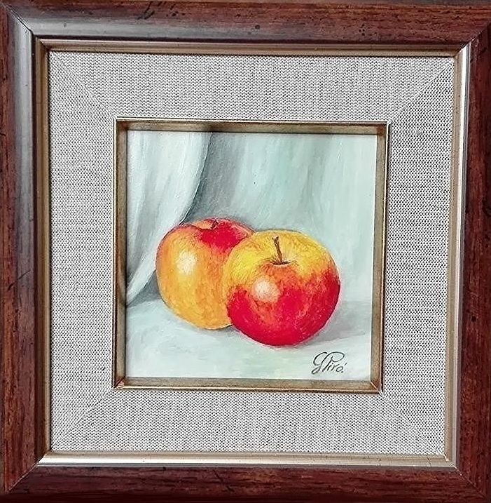 oljemålningar, Tvilling äpplen, Stilleben, Gregory Pyra Piro