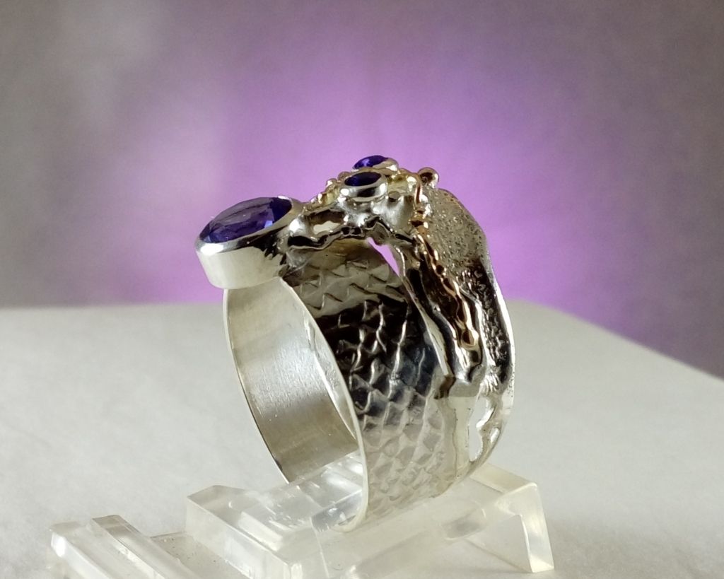 Schmuck für reife Frauen mit natürlichen Edelsteinen und Perlen, Ringe mit natürlichen Edelsteinen und Perlen, handgemachter Ring mit Amethyst, Sterlingsilber und 14 Karat Goldring, Gregory Pyra Piro Ring 6820, handgemachten Schmuck mit Lieferung nach Hause kaufen