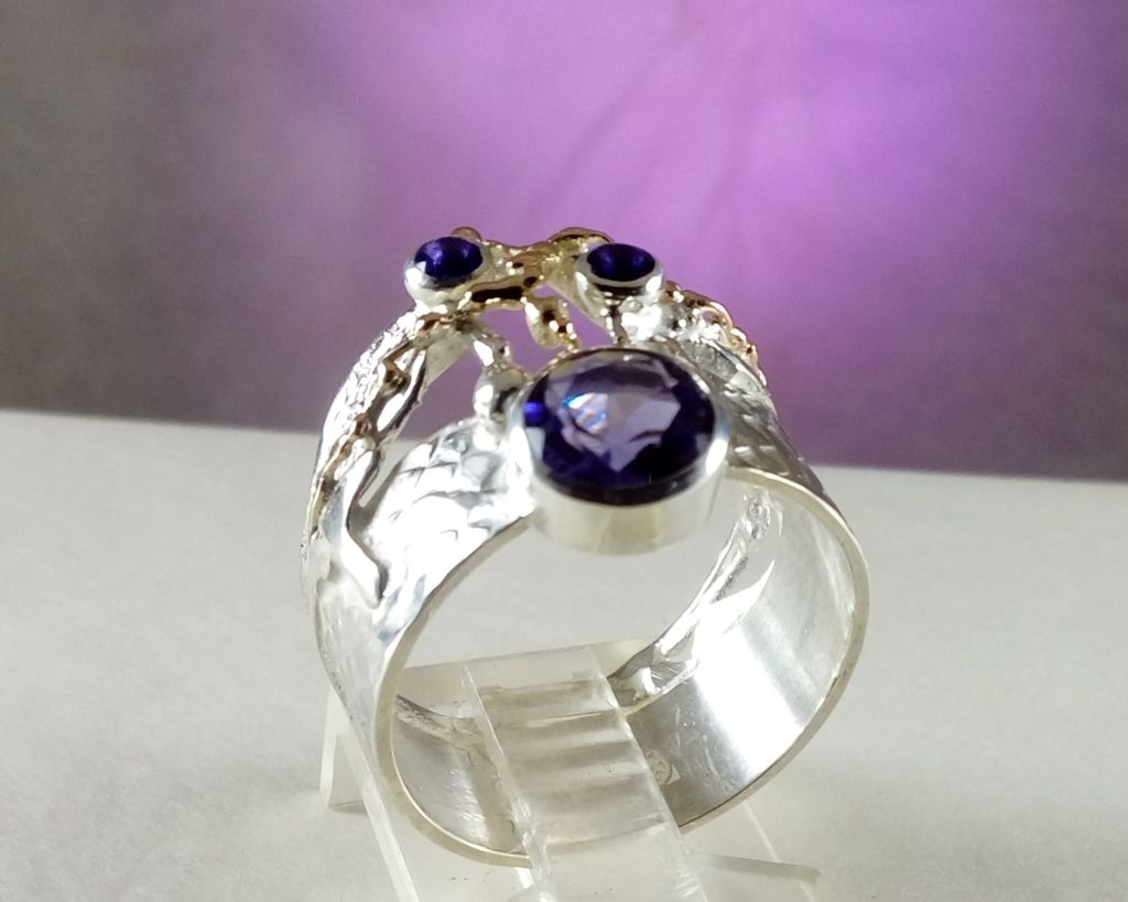 where to buy artisan handmade jewelry, contemporary collectible jewelry, jewellery as collectible, where to buy handmade rings online, handmade rings for women with amethyst, silver and 14k gold jewelry, ring Gregory Pyra Piro 6820, sculptural contemporary jewellery