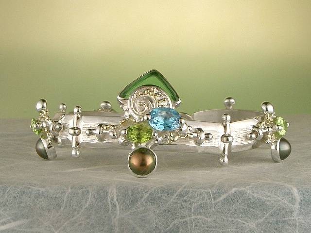 Gregory Pyra Piro #Armband Sterlingsilber und Gold mit Edelsteinen Unikat Nr. 2940