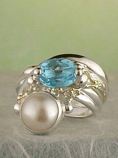 anillo plata de ley y oro 585 con piedras de moda, anillo para mujeres de plata de ley con piedras, joyas de autor plata de ley con piedras para mujeres, anillo Ajustable 7835