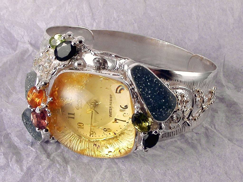 gregory pyra piro bijoux d'auteur, gregory pyra piro bracelet 8394, bracelet artisanal fait main, bracelet de créateur, bracelet avec ambre et pierres, bracelet avec tourmaline et ambre