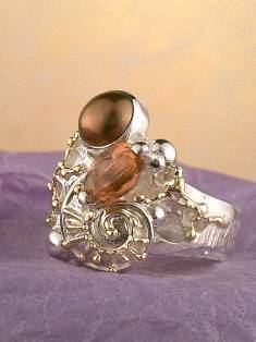 Григорій Пира Піро Стерлінгового Дизайн Перстень з Срібла і 18-Каратного Золота з Каменями 3852