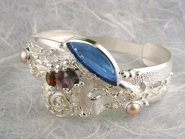 Gregory Pyra Piro #Armband Sterlingsilber und Gold mit Edelsteinen Unikat Nr. 2080