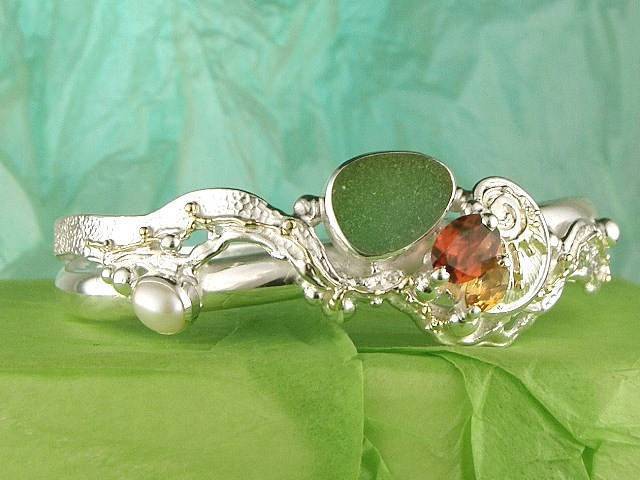 Gregory Pyra Piro #Armband Sterlingsilber und Gold mit Edelsteinen Unikat Nr. 3846