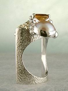 anillo plata de ley y oro 585 con piedras de moda, anillo para mujeres de plata de ley con piedras, joyas de autor plata de ley con piedras para mujeres, anillo 3782