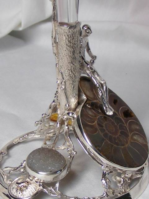 Calice, Argent Massif, Or 585, Grenat, Perle, Ambre, Ammonite, Gregory Pyra Piro