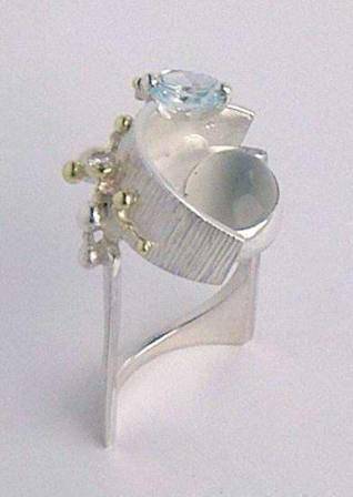 Original Sterling Silver and 18 Karat Gold rings for women with Moonstone