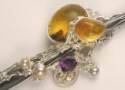 gregory pyra piro paper knife, paper knife from silver and gold, gregory pyra piro paper knife with amber and pearls, gregory pyra piro paper knife with amber and amethyst