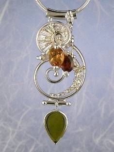 artisan made handcrafted jewelry,, jewellery with colour stones, jewellery with natural gemstones, jewellery with real pearls, where to buy jewellery for mature womens, jewellery from mixed metals with gemstones, facet cut citrine and #Garnet #Pendant 2849