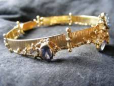 Gregory Pyra Piro one of a kind original handcrafted bracelet, tanzanite, blue sapphire, diamonds