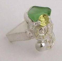 anillo plata de ley y oro 585 con piedras de moda, anillo para mujeres de plata de ley con piedras, joyas de autor plata de ley con piedras para mujeres, anillo 2213