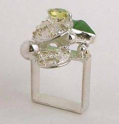 anillo plata de ley y oro 585 con piedras de moda, anillo para mujeres de plata de ley con piedras, joyas de autor plata de ley con piedras para mujeres, anillo 2213