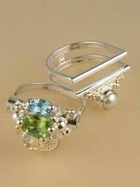jewelry with semi precious stones, jewelry with facet cut gemstones, jewelry with natural pearls, jewelry with natural stones and pearl, Gregory Pyra Piro ring 8650