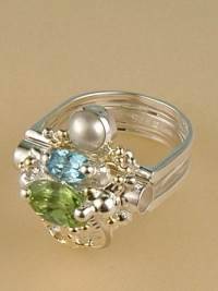 jewelry with semi precious stones, jewelry with facet cut gemstones, jewelry with natural pearls, jewelry with natural stones and pearl, Gregory Pyra Piro ring 8650