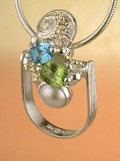 anillo plata de ley y oro 585 con piedras de moda, anillo para mujeres de plata de ley con piedras, joyas de autor plata de ley con piedras para mujeres, anillo #Colgante 8693