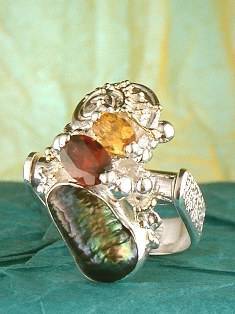anillo plata de ley y oro 585 con piedras de moda, anillo para mujeres de plata de ley con piedras, joyas de autor plata de ley con piedras para mujeres, anillo #Colgante 1623