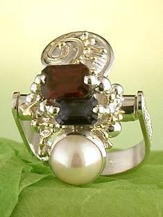 anillo plata de ley y oro 585 con piedras de moda, anillo para mujeres de plata de ley con piedras, joyas de autor plata de ley con piedras para mujeres, anillo #Colgante 1285