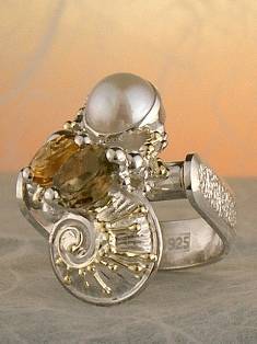 anillo plata de ley y oro 585 con piedras de moda, anillo para mujeres de plata de ley con piedras, joyas de autor plata de ley con piedras para mujeres, anillo #Colgante 3382
