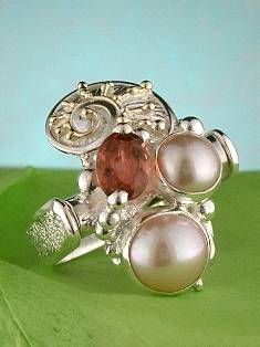 anillo plata de ley y oro 585 con piedras de moda, anillo para mujeres de plata de ley con piedras, joyas de autor plata de ley con piedras para mujeres, anillo #Colgante 1736