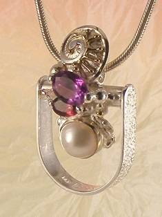 Gregory Pyra Piro One of a Kind Original #Handmade #Sterling #Silver and #Gold #Amethyst and #Garnet #Ring Pendant 2853