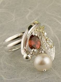 anillo plata de ley y oro 585 con piedras de moda, anillo para mujeres de plata de ley con piedras, joyas de autor plata de ley con piedras para mujeres, anillo 6520