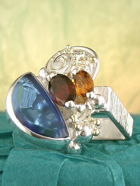 auction house with fine jewellery and collectible items, where to buy fine craft gallery mixed metal reticulated and soldered ring, Gregory Pyra Piro artisan reticulated and soldered ring 6832