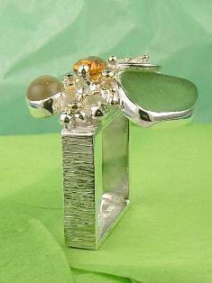 auction house with fine jewellery and collectible items, where to buy fine craft gallery mixed metal reticulated and soldered ring, Gregory Pyra Piro artisan reticulated and soldered ring 7490
