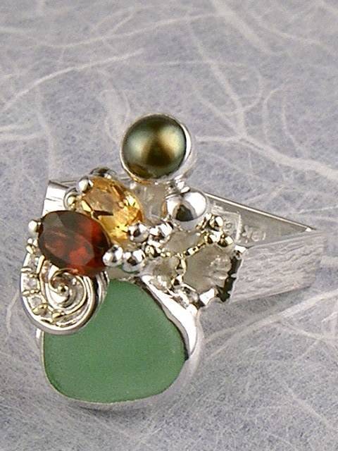 auction house with fine jewellery and collectible items, where to buy fine craft gallery mixed metal reticulated and soldered ring, Gregory Pyra Piro artisan reticulated and soldered ring 4264