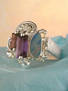 auction house with fine jewellery and collectible items, where to buy fine craft gallery mixed metal reticulated and soldered ring, Gregory Pyra Piro artisan reticulated and soldered ring 2938