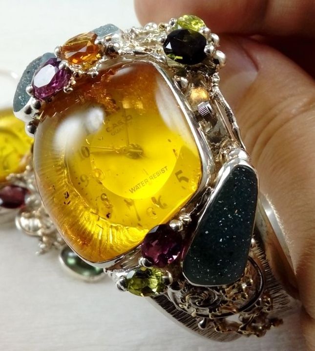 gregory pyra piro bijoux d'auteur, gregory pyra piro bracelet 8394, bracelet artisanal fait main, bracelet de créateur, bracelet avec ambre et pierres, bracelet avec tourmaline et ambre